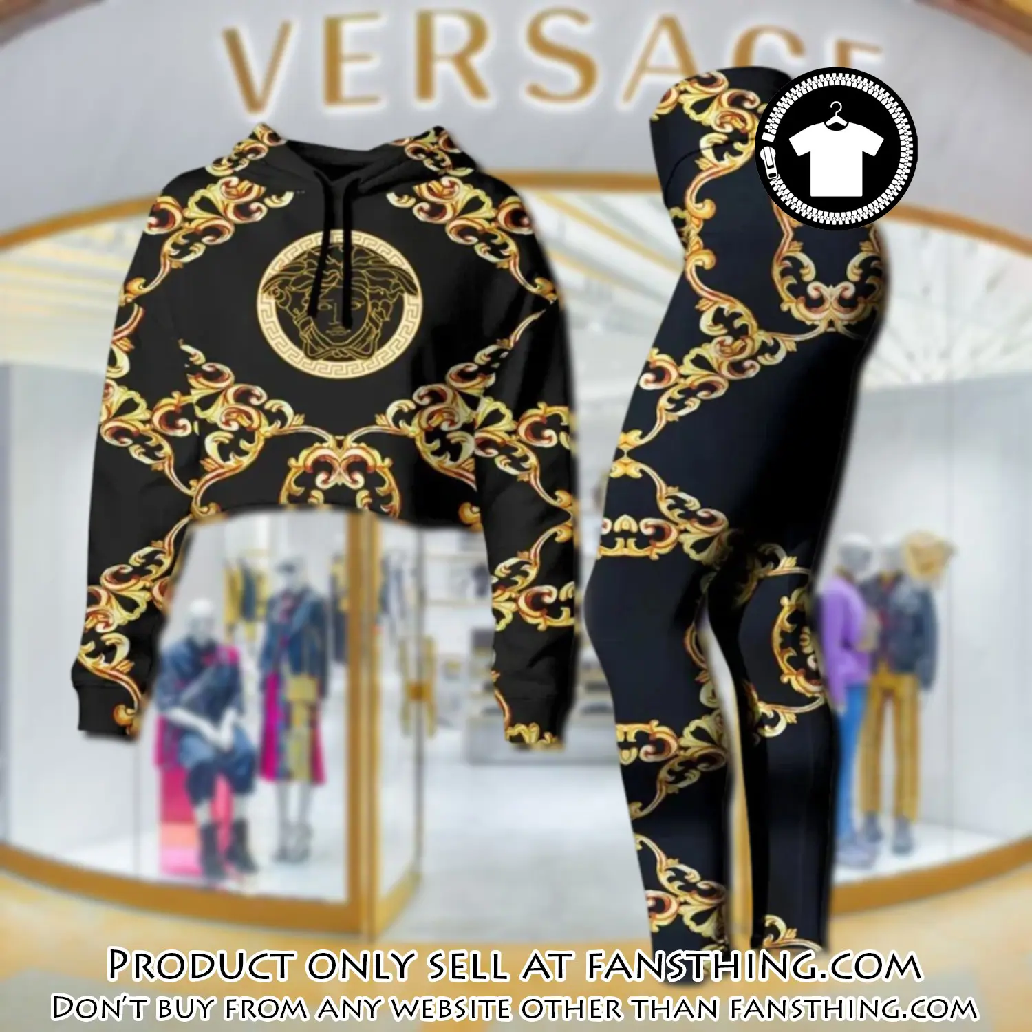 Versace medusa golden luxury brand clothes leggings and crop top set for women fst5541099
